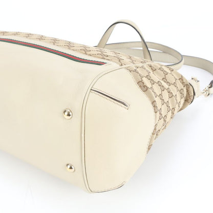 Gucci GG Canvas Mayfair Ribbon Leather 2WAY Tote Bag Crossbody Shoulder