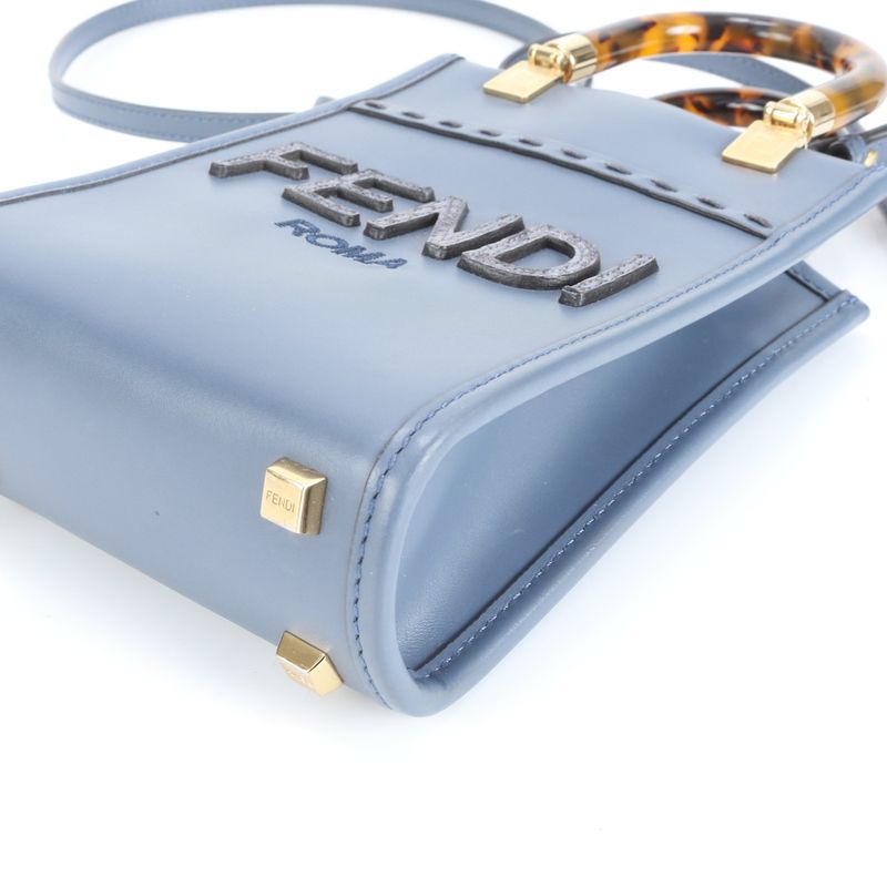 Fendi Sunshine Shopper Mini Leather 2WAY Shoulder Bag Crossbody Hand 8bs051