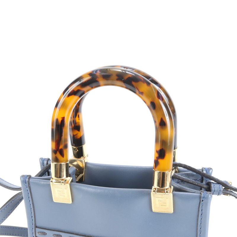 Fendi Sunshine Shopper Mini Leather 2WAY Shoulder Bag Crossbody Hand 8bs051