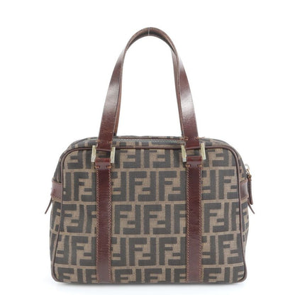 Vintage Fendi FF Zucca Mini Boston Leather Handbag Tote Brown Women's EEE Cv13-8