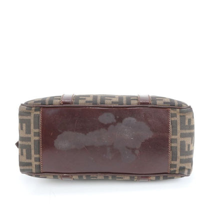 Vintage Fendi FF Zucca Mini Boston Leather Handbag Tote Brown Women's EEE Cv13-8