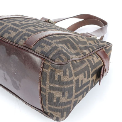 Vintage Fendi FF Zucca Mini Boston Leather Handbag Tote Brown Women's EEE Cv13-8