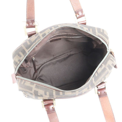 Vintage Fendi FF Zucca Mini Boston Leather Handbag Tote Brown Women's EEE Cv13-8