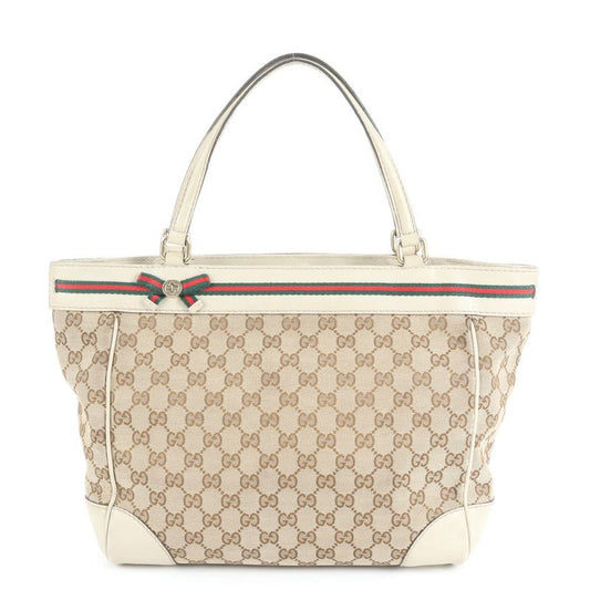 Gucci GG Canvas Sherry Line Mayfair 257061 Leather Tote Bag Shoulder A4 Ladies