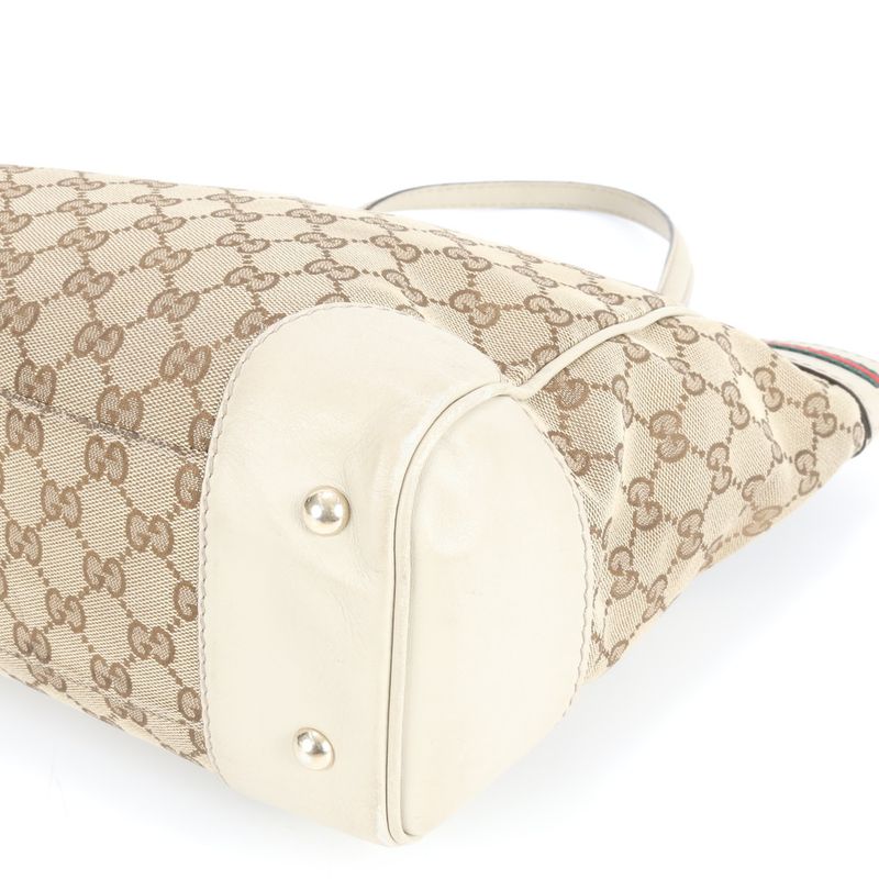 Gucci GG Canvas Sherry Line Mayfair 257061 Leather Tote Bag Shoulder A4 Ladies