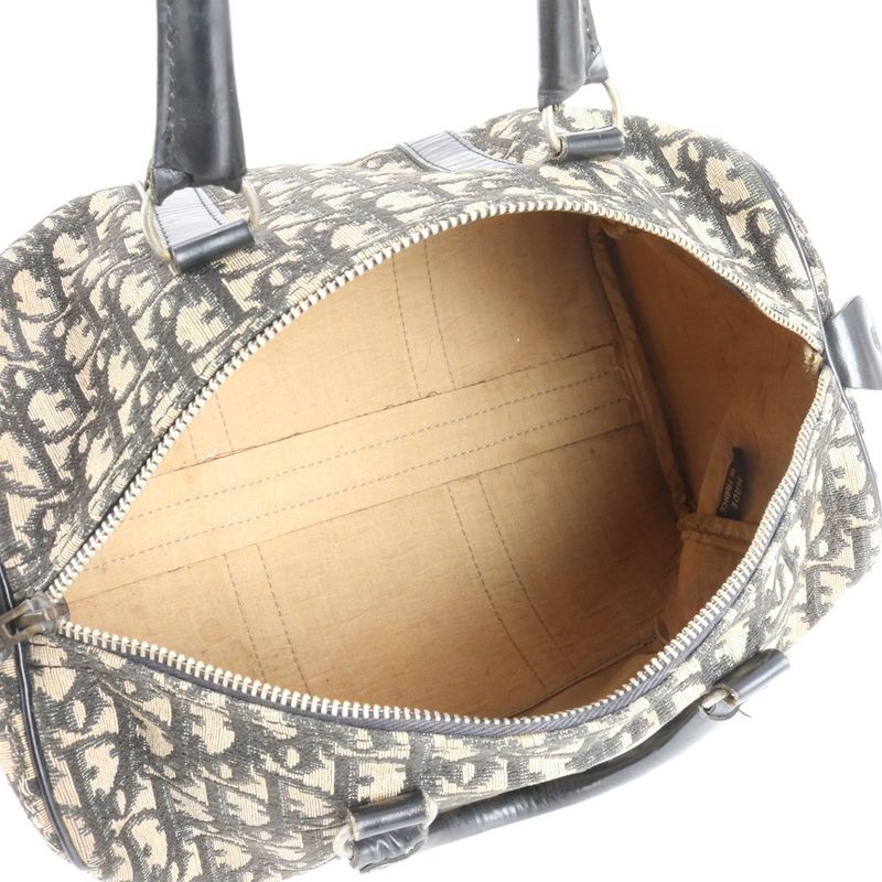 Christian Dior Trotter Mini Boston Leather Handbag Tote Black Genuine Leather