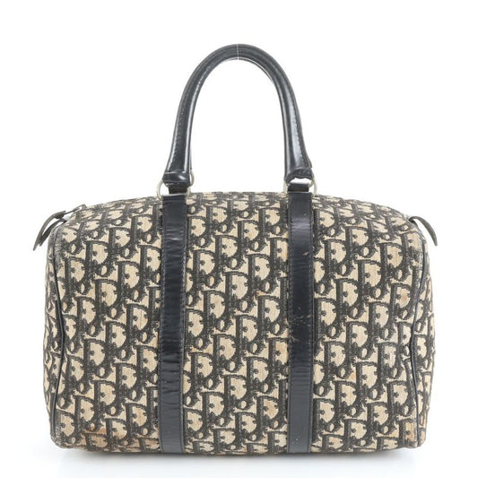 Christian Dior Trotter Mini Boston Leather Handbag Tote Black Genuine Leather