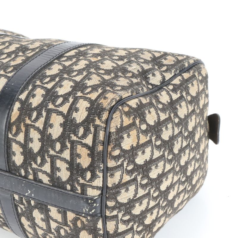 Christian Dior Trotter Mini Boston Leather Handbag Tote Black Genuine Leather