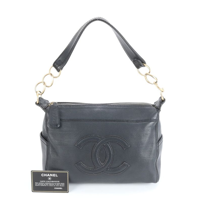 Chanel Authenticity Card With Serial Seal Leather Shoulder Bag Shoulder Black