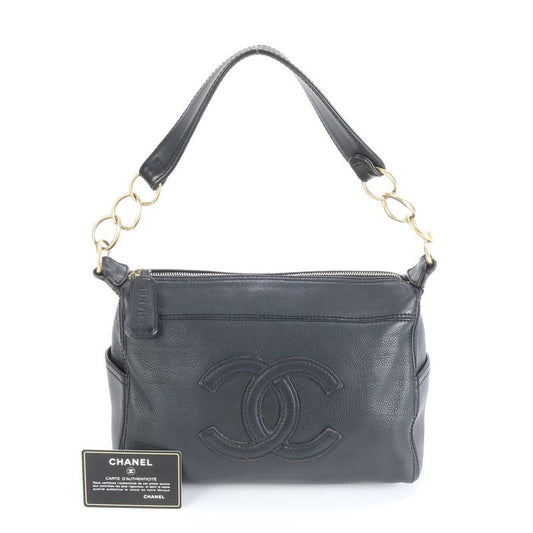 Chanel Authenticity Card With Serial Seal Leather Shoulder Bag Shoulder Black