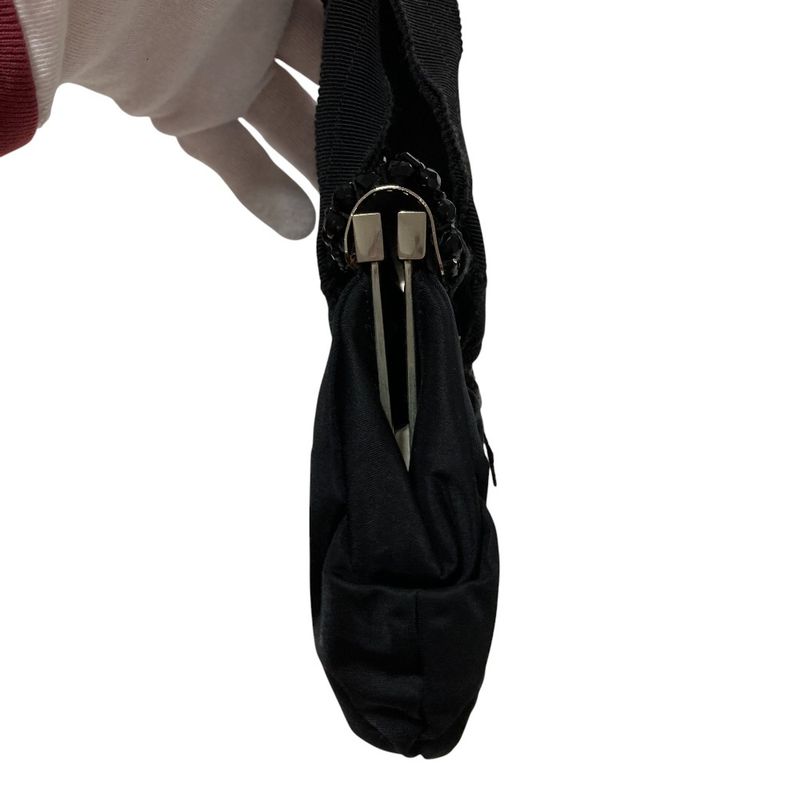 Prada Triangle Logo Plate Bijoux Nylon Handbag Bn1146 Black Ladies Used