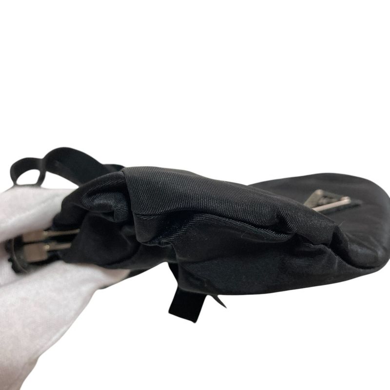 Prada Triangle Logo Plate Bijoux Nylon Handbag Bn1146 Black Ladies Used