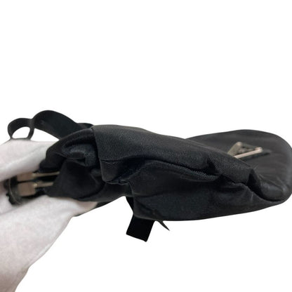 Prada Triangle Logo Plate Bijoux Nylon Handbag Bn1146 Black Ladies Used