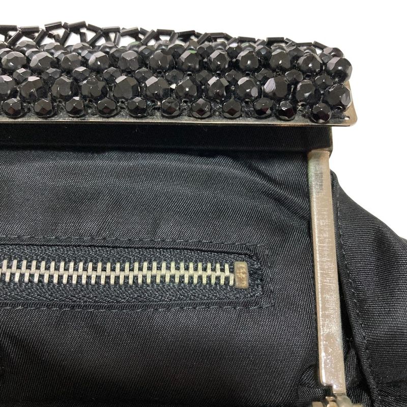 Prada Triangle Logo Plate Bijoux Nylon Handbag Bn1146 Black Ladies Used