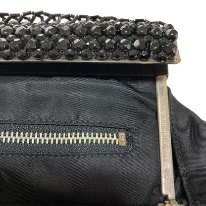 Prada Triangle Logo Plate Bijoux Nylon Handbag Bn1146 Black Ladies Used