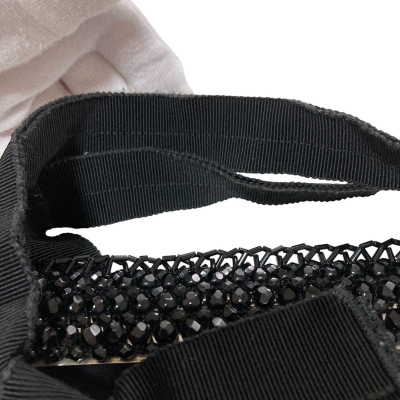 Prada Triangle Logo Plate Bijoux Nylon Handbag Bn1146 Black Ladies Used