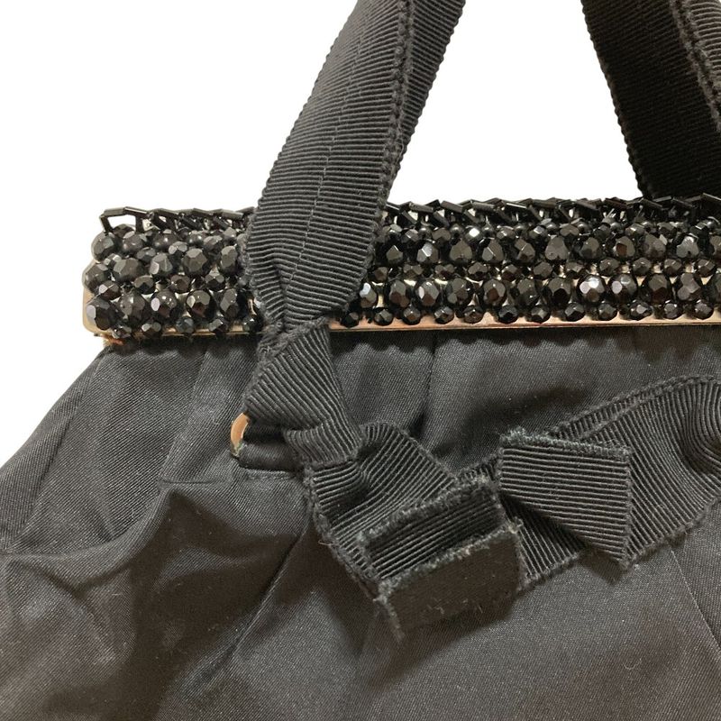 Prada Triangle Logo Plate Bijoux Nylon Handbag Bn1146 Black Ladies Used