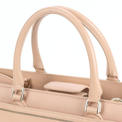 Bulgari Leather Logo Tote With Hologram Seal Bag Shoulder Hand A4 Beige Women's