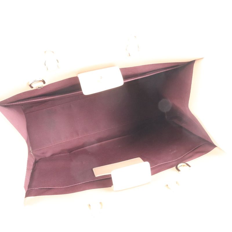 Bulgari Leather Logo Tote With Hologram Seal Bag Shoulder Hand A4 Beige Women's