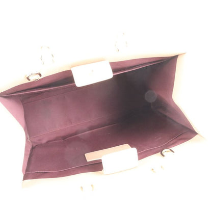 Bulgari Leather Logo Tote With Hologram Seal Bag Shoulder Hand A4 Beige Women's