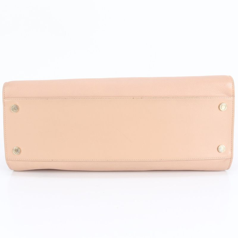 Bulgari Leather Logo Tote With Hologram Seal Bag Shoulder Hand A4 Beige Women's