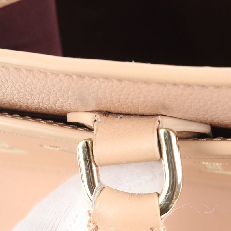 Bulgari Leather Logo Tote With Hologram Seal Bag Shoulder Hand A4 Beige Women's