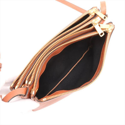Celine Trio Small Leather Shoulder Bag Crossbody Brown Gold Hardware Women's