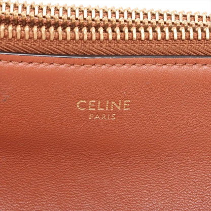 Celine Trio Small Leather Shoulder Bag Crossbody Brown Gold Hardware Women's