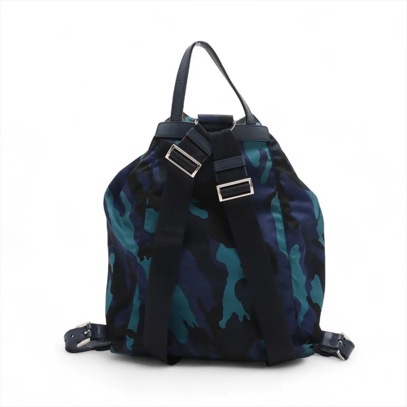 Prada Tessuto Nylon Camouflage Backpack Sac Backpack Blue Shoulder Bag Women