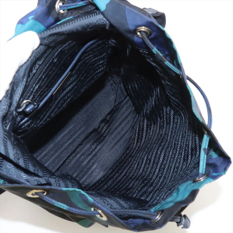 Prada Tessuto Nylon Camouflage Backpack Sac Backpack Blue Shoulder Bag Women