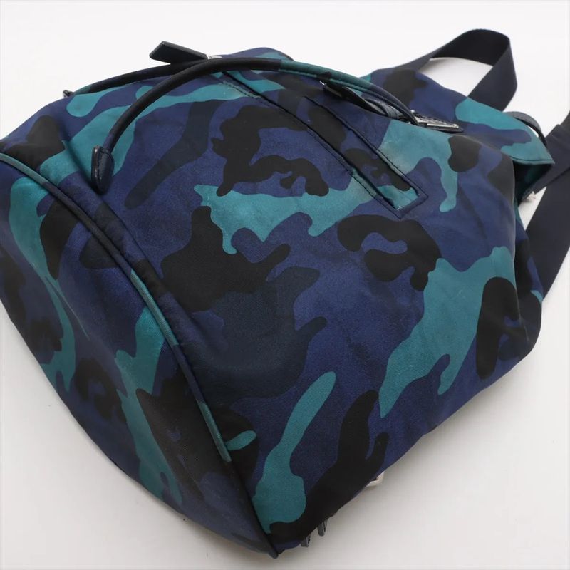 Prada Tessuto Nylon Camouflage Backpack Sac Backpack Blue Shoulder Bag Women