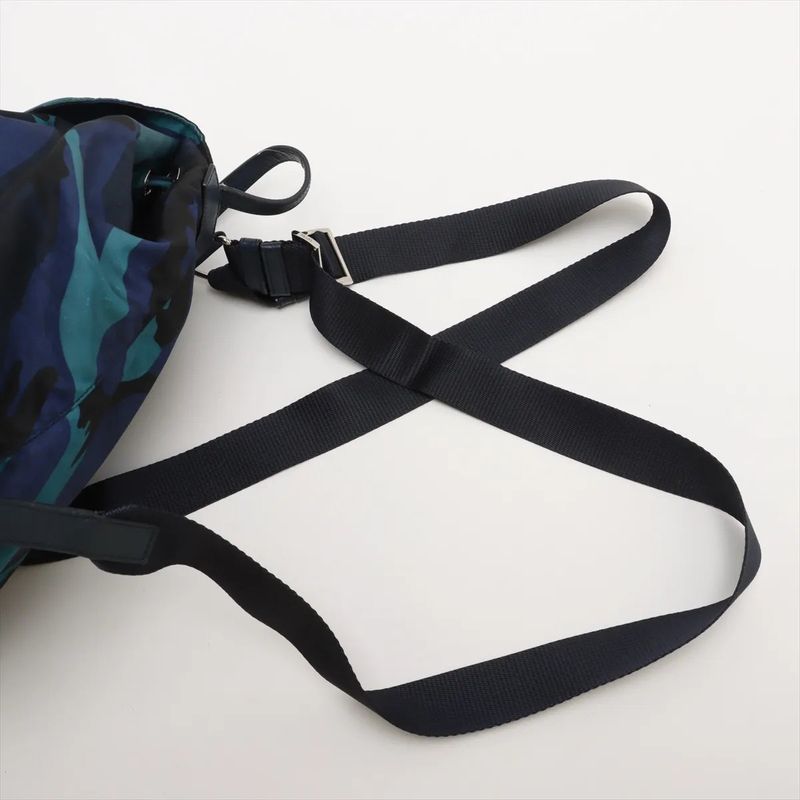 Prada Tessuto Nylon Camouflage Backpack Sac Backpack Blue Shoulder Bag Women