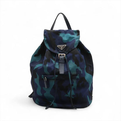 Prada Tessuto Nylon Camouflage Backpack Sac Backpack Blue Shoulder Bag Women