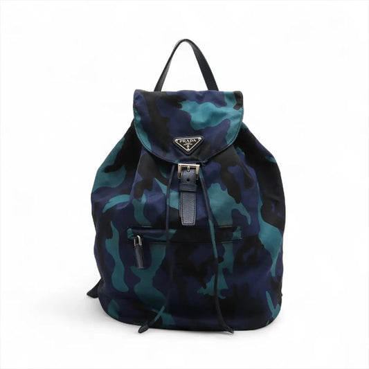 Prada Tessuto Nylon Camouflage Backpack Sac Backpack Blue Shoulder Bag Women