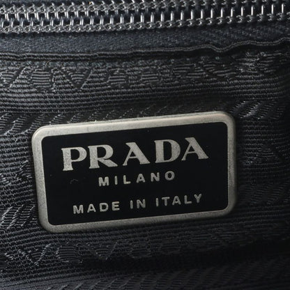 Prada Tessuto Nylon Triangle Logo Plate Leather Backpack Sac Backpack Black