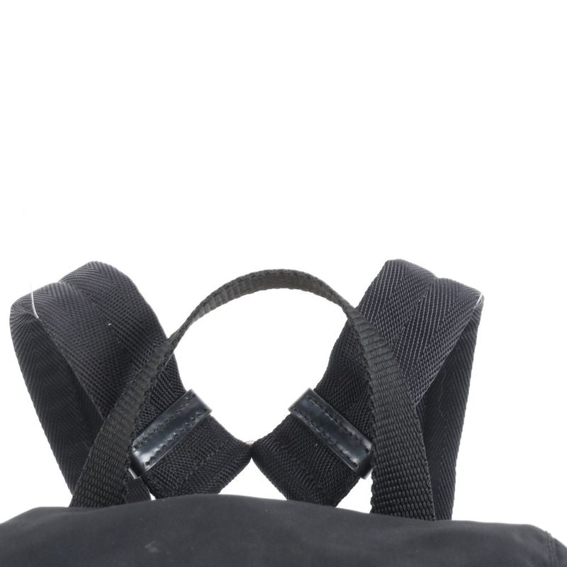 Prada Tessuto Nylon Triangle Logo Plate Leather Backpack Sac Backpack Black