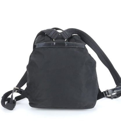Prada Tessuto Nylon Triangle Logo Plate Leather Backpack Sac Backpack Black
