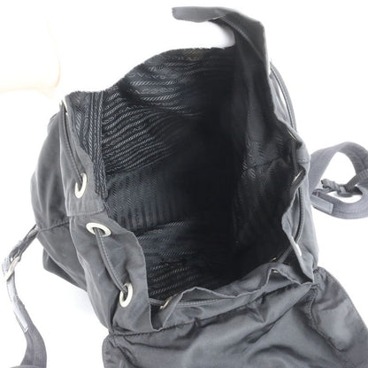 Prada Tessuto Nylon Triangle Logo Plate Leather Backpack Sac Backpack Black