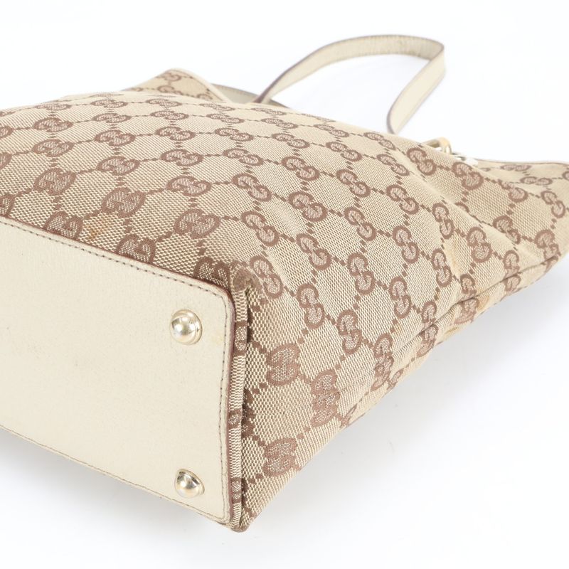 Gucci GG Canvas Leather Tote Bag Shoulder Gold Hardware 120840 Hand Women's ERE