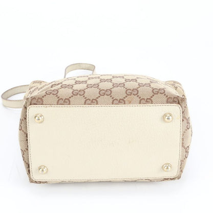 Gucci GG Canvas Leather Tote Bag Shoulder Gold Hardware 120840 Hand Women's ERE