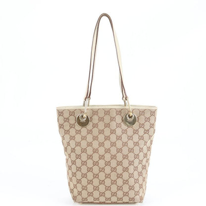 Gucci GG Canvas Leather Tote Bag Shoulder Gold Hardware 120840 Hand Women's ERE