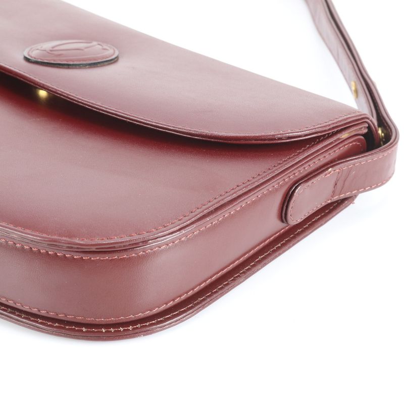 Vintage Cartier Must Line Leather 2WAY Shoulder Bag Crossbody Hand Tote Women