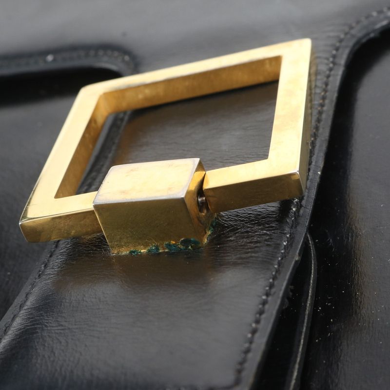 Vintage Christian Dior Leather Handbag Tote Black Women's ECM Cx38-4