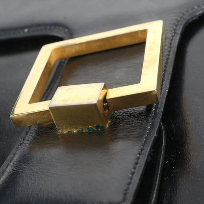 Vintage Christian Dior Leather Handbag Tote Black Women's ECM Cx38-4