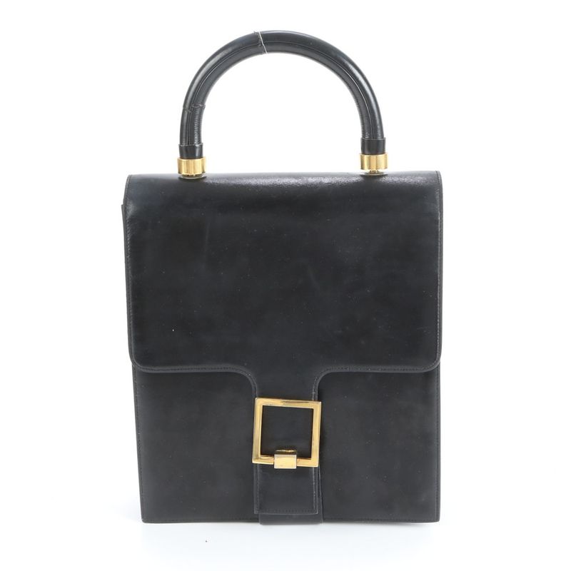 Vintage Christian Dior Leather Handbag Tote Black Women's ECM Cx38-4