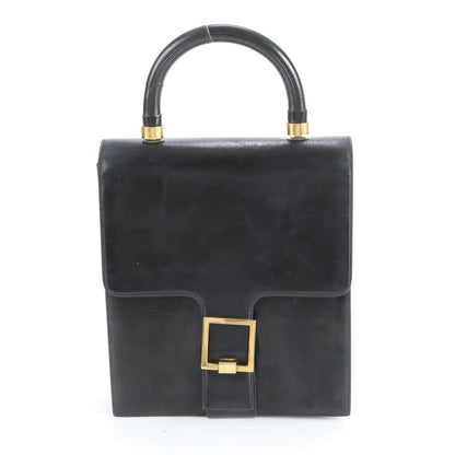 Vintage Christian Dior Leather Handbag Tote Black Women's ECM Cx38-4