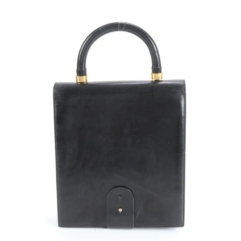 Vintage Christian Dior Leather Handbag Tote Black Women's ECM Cx38-4