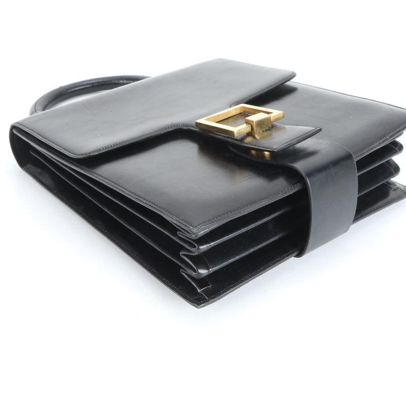 Vintage Christian Dior Leather Handbag Tote Black Women's ECM Cx38-4