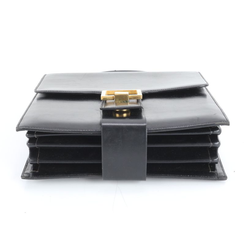 Vintage Christian Dior Leather Handbag Tote Black Women's ECM Cx38-4