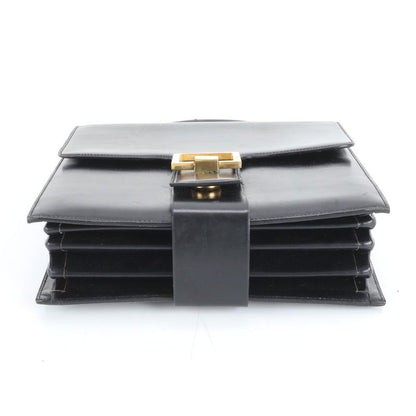 Vintage Christian Dior Leather Handbag Tote Black Women's ECM Cx38-4